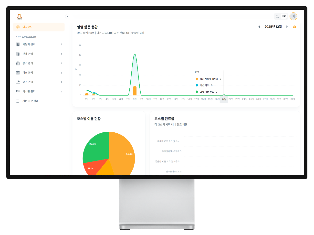 관리자 대시보드